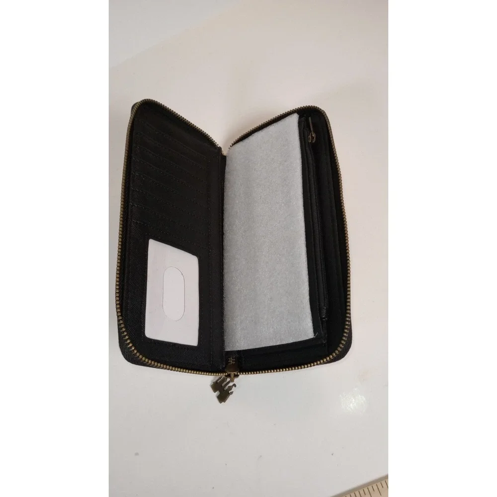 LOUNGEFLY Disney Princess Silhouette Zip-Around Wallet Bow Black Ivory *Flaw*